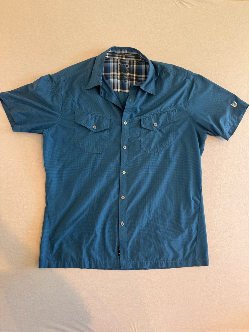 Kuhl Men's Teal Short-Sleeve Button-Down Utility Shirt